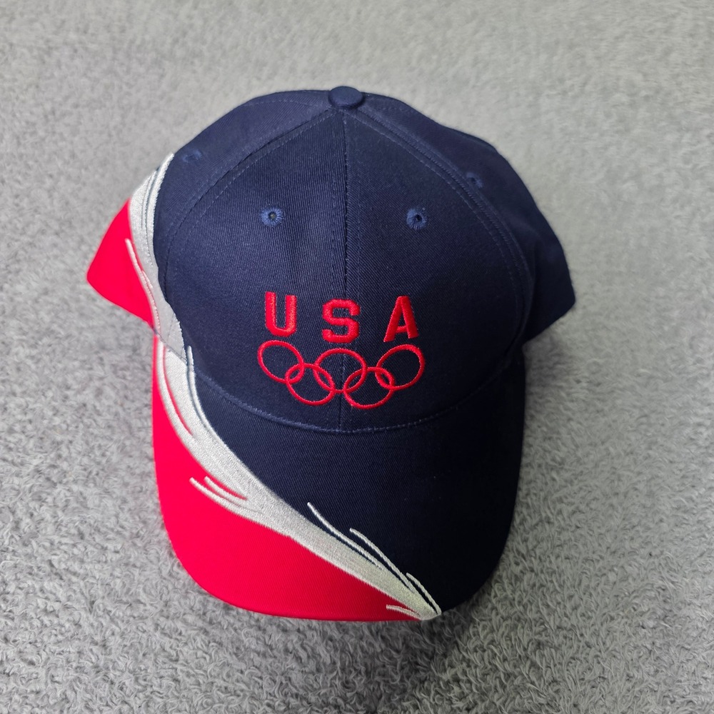 Team USA Unisex OSFM Baseball Cap Navy Blue Red Olympic Rings Swoosh Hat